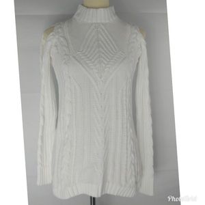 Jessica Simpson Knit Sweater S White Cold Shoulder